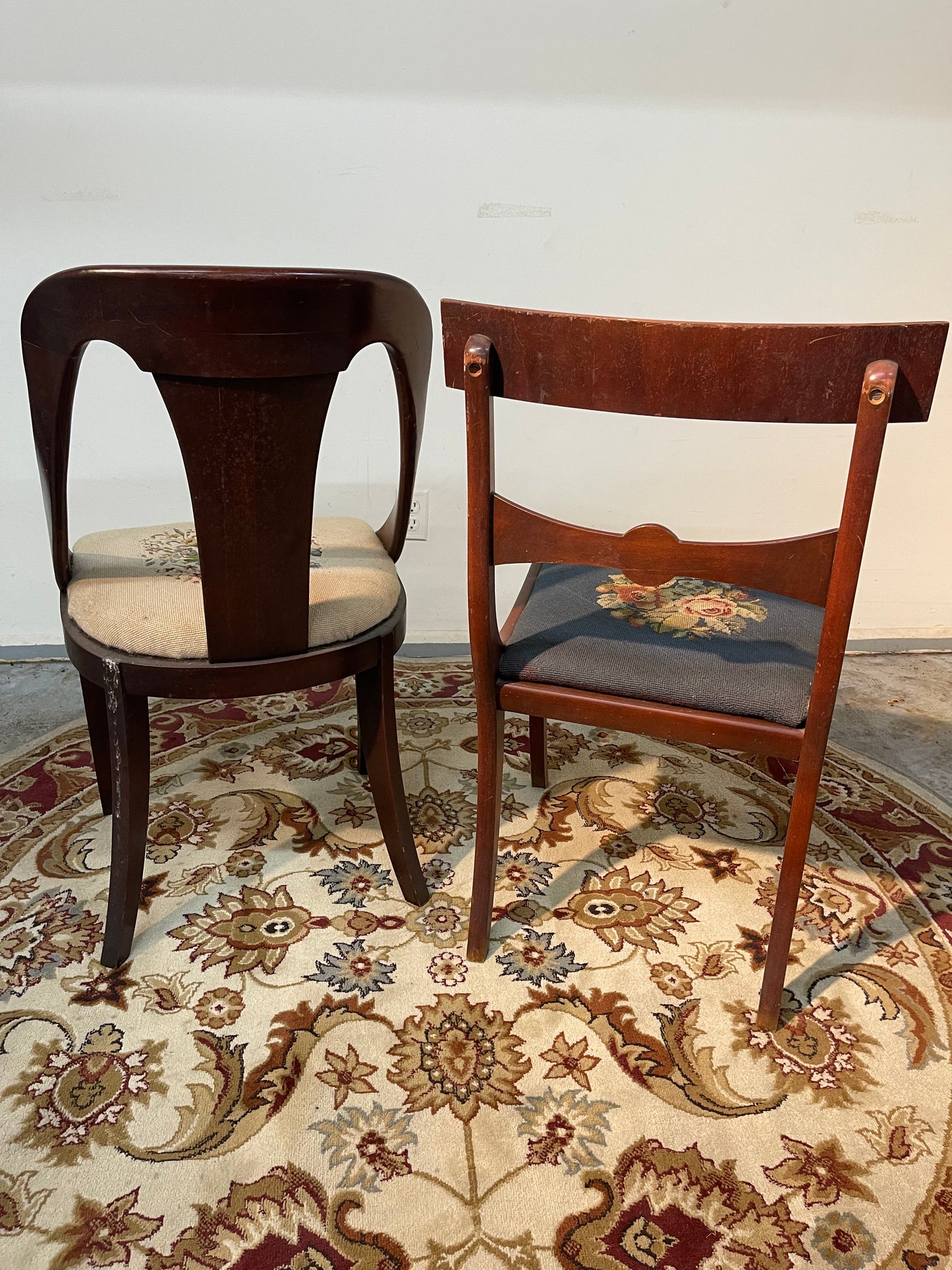Set Of 2 Needlepoint Wooden Chairs