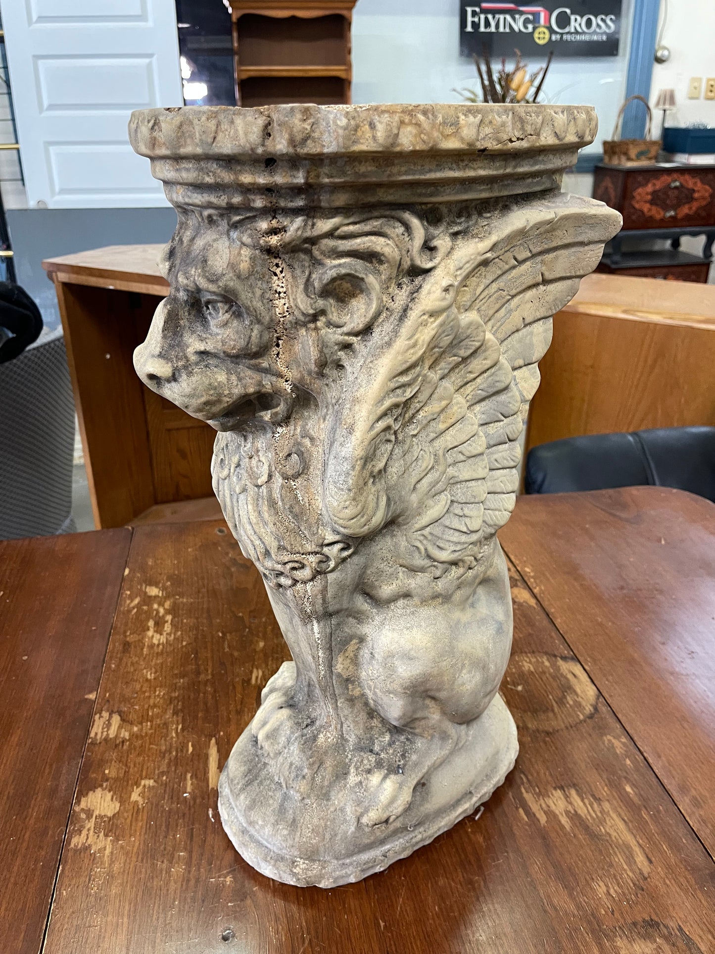 Winged Lion Gargoyle Pedestal