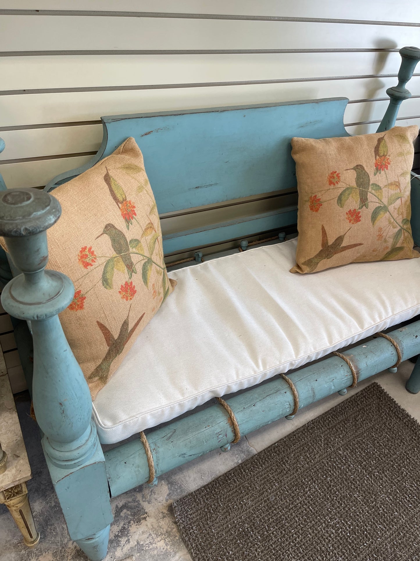 Light Blue Wood Settee