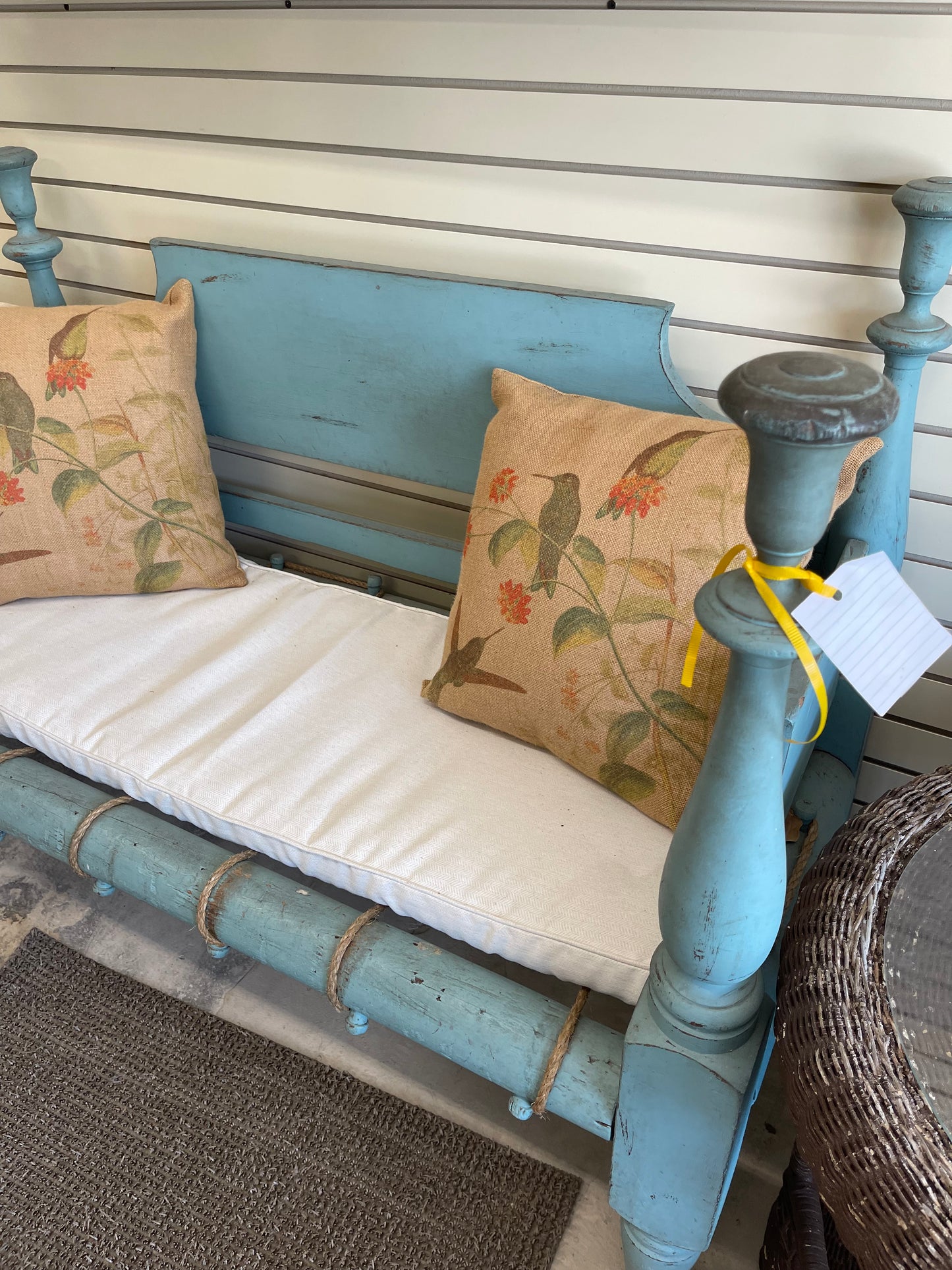 Light Blue Wood Settee