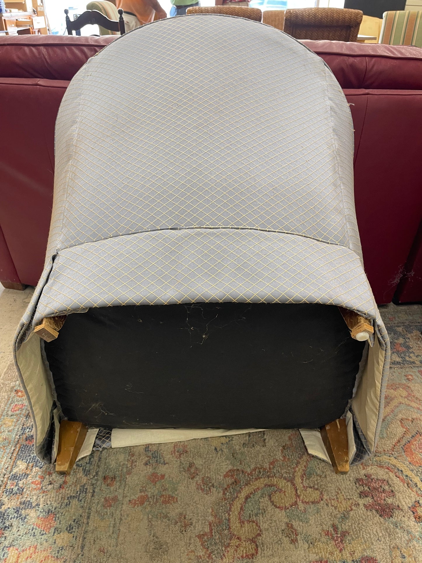 Blue Pattern Tufted Arm Chair