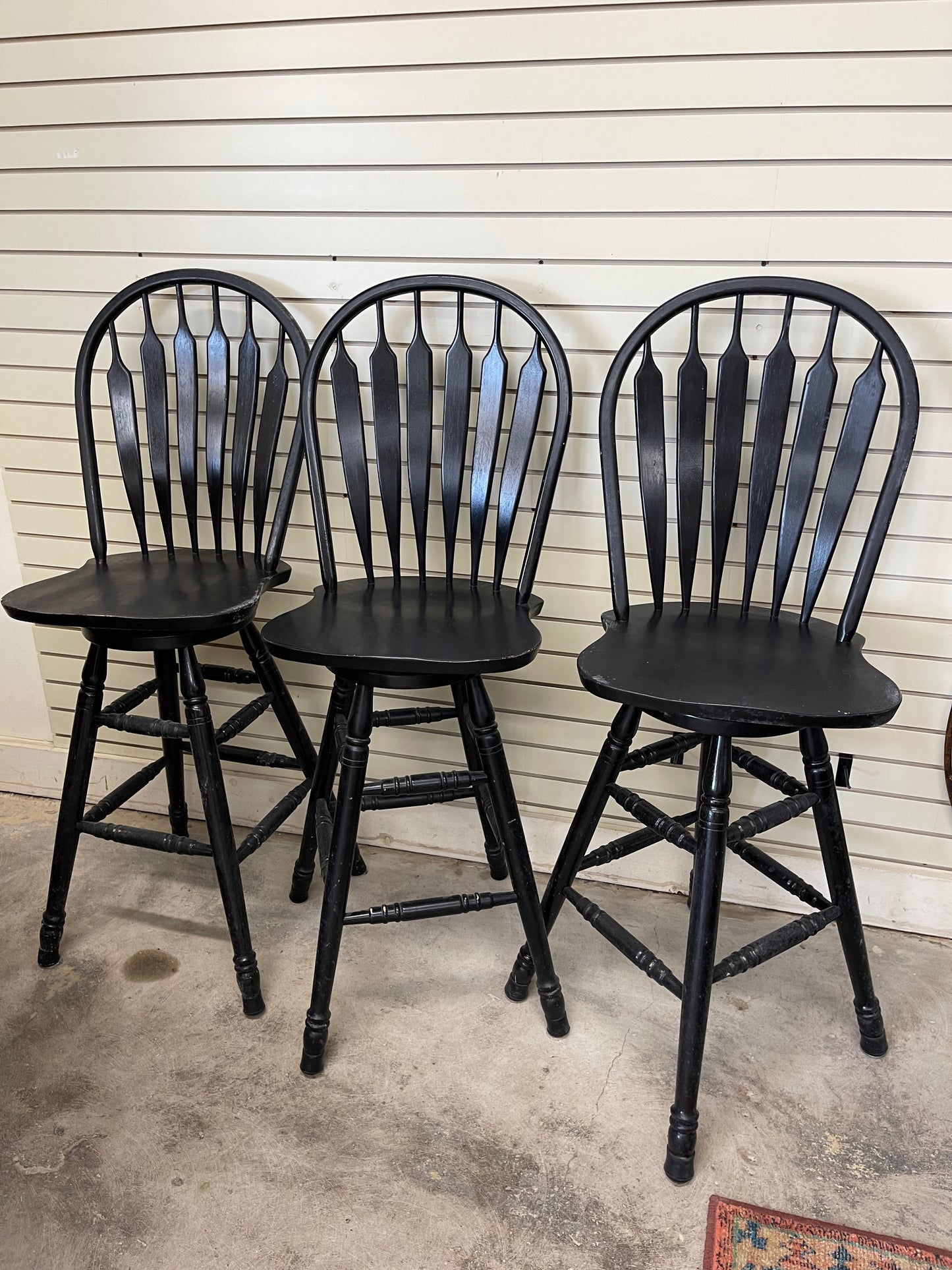 Set Of 3 Black Swivel Barstool/Counter Stools