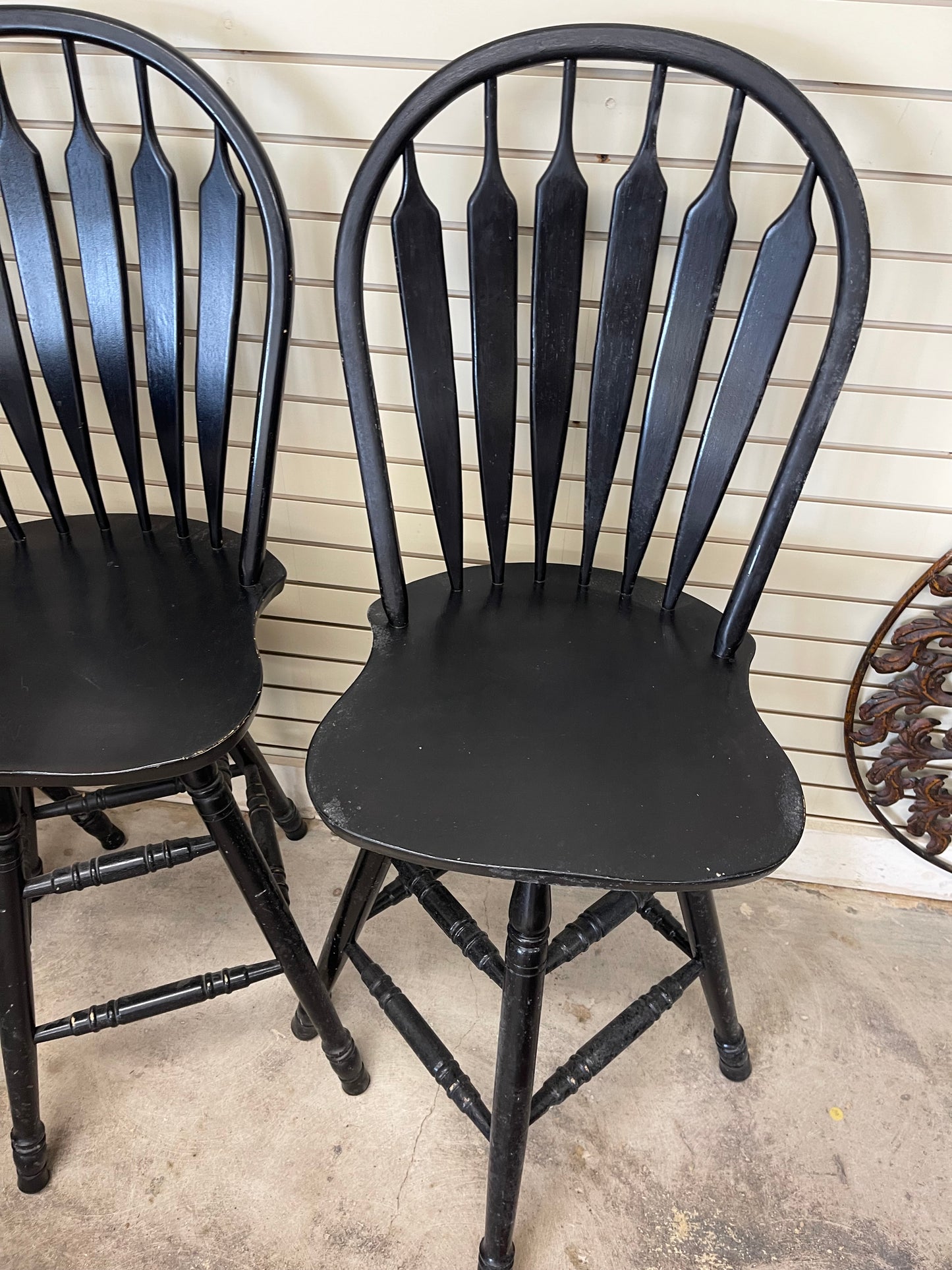 Set Of 3 Black Swivel Barstool/Counter Stools