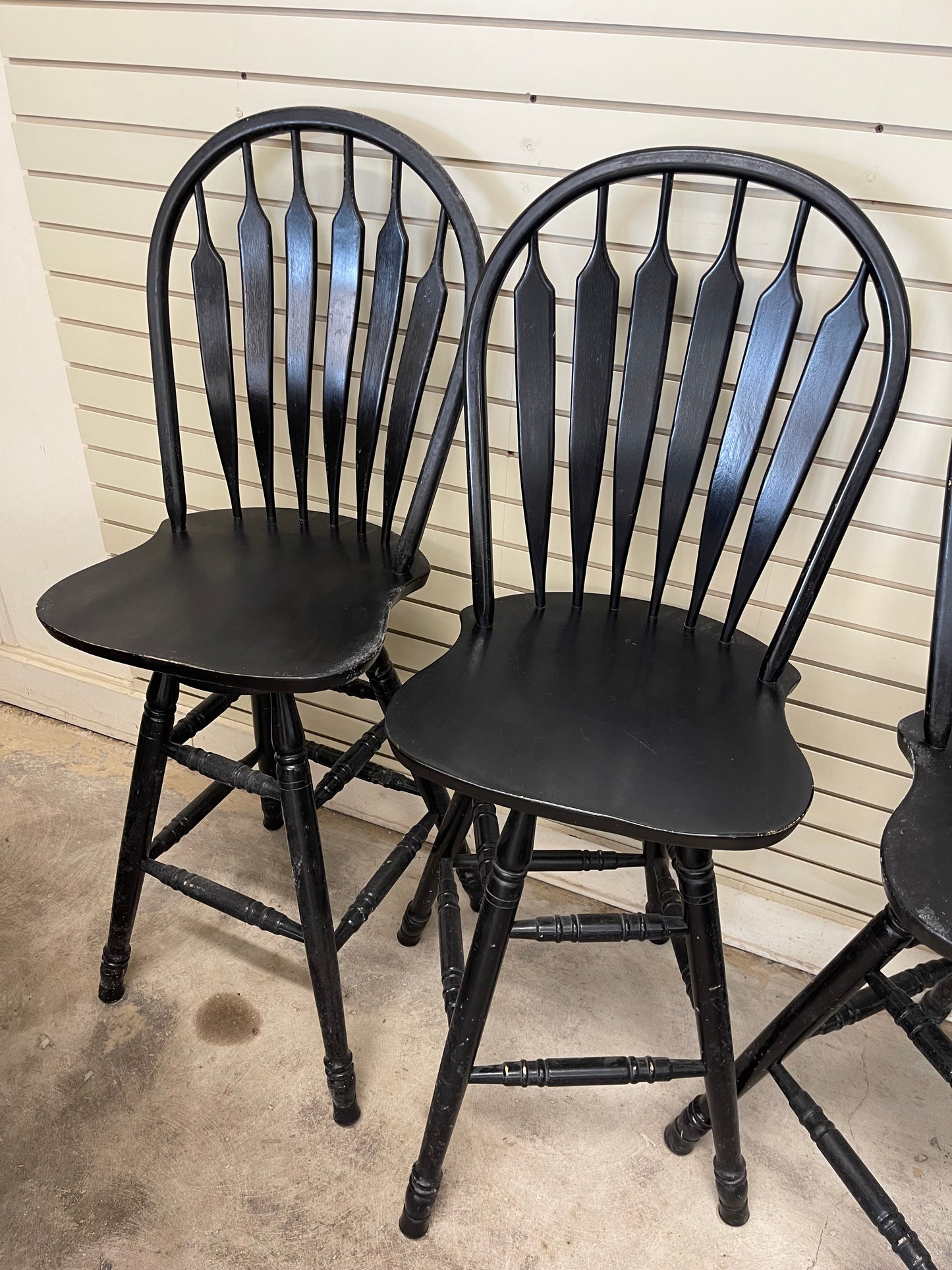 Set Of 3 Black Swivel Barstool/Counter Stools