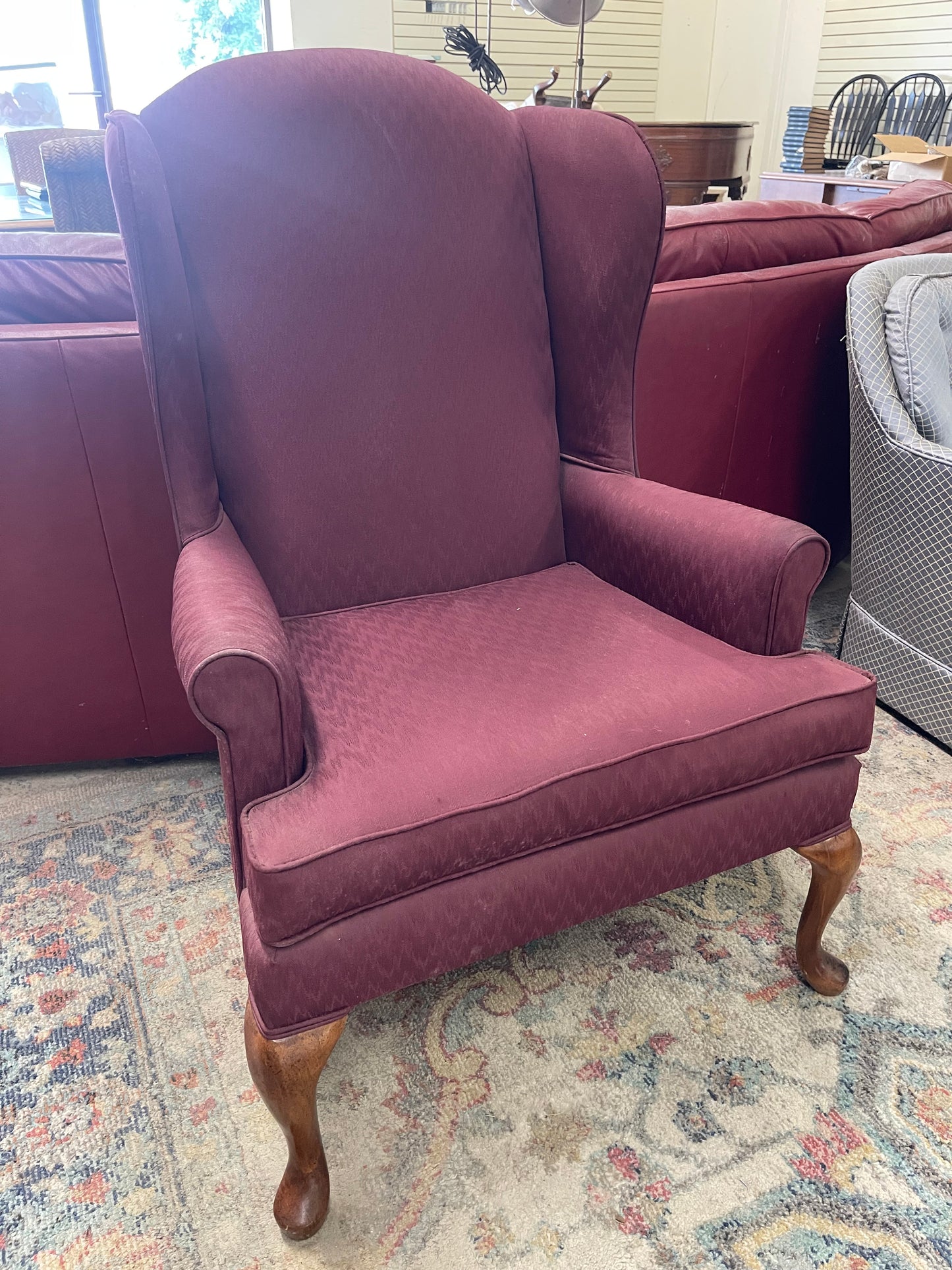 Burgundy Wingback Chair