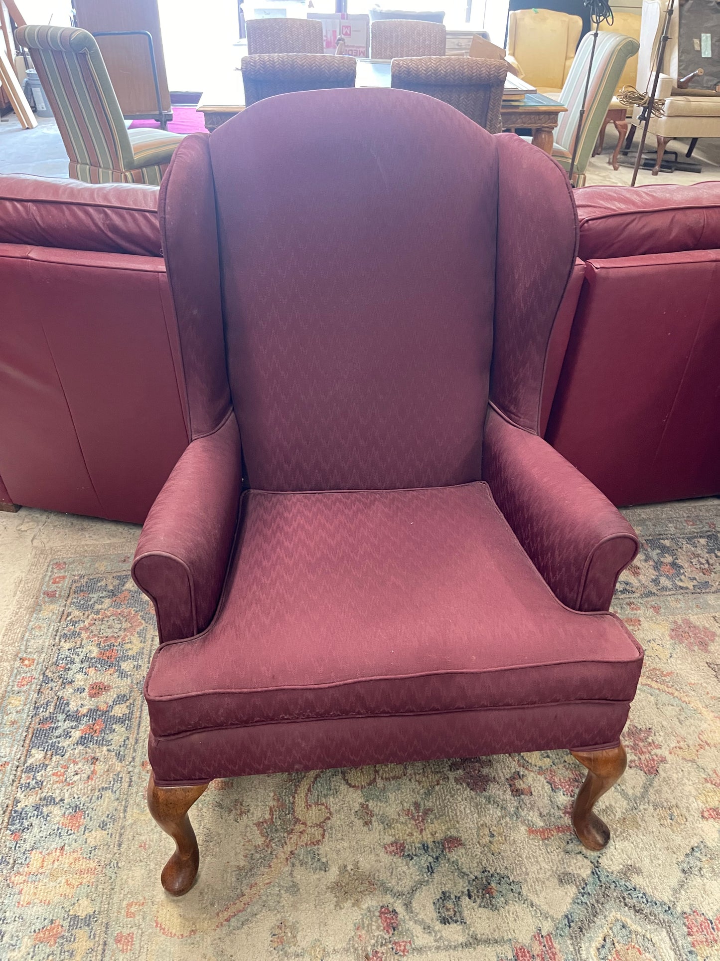 Burgundy Wingback Chair