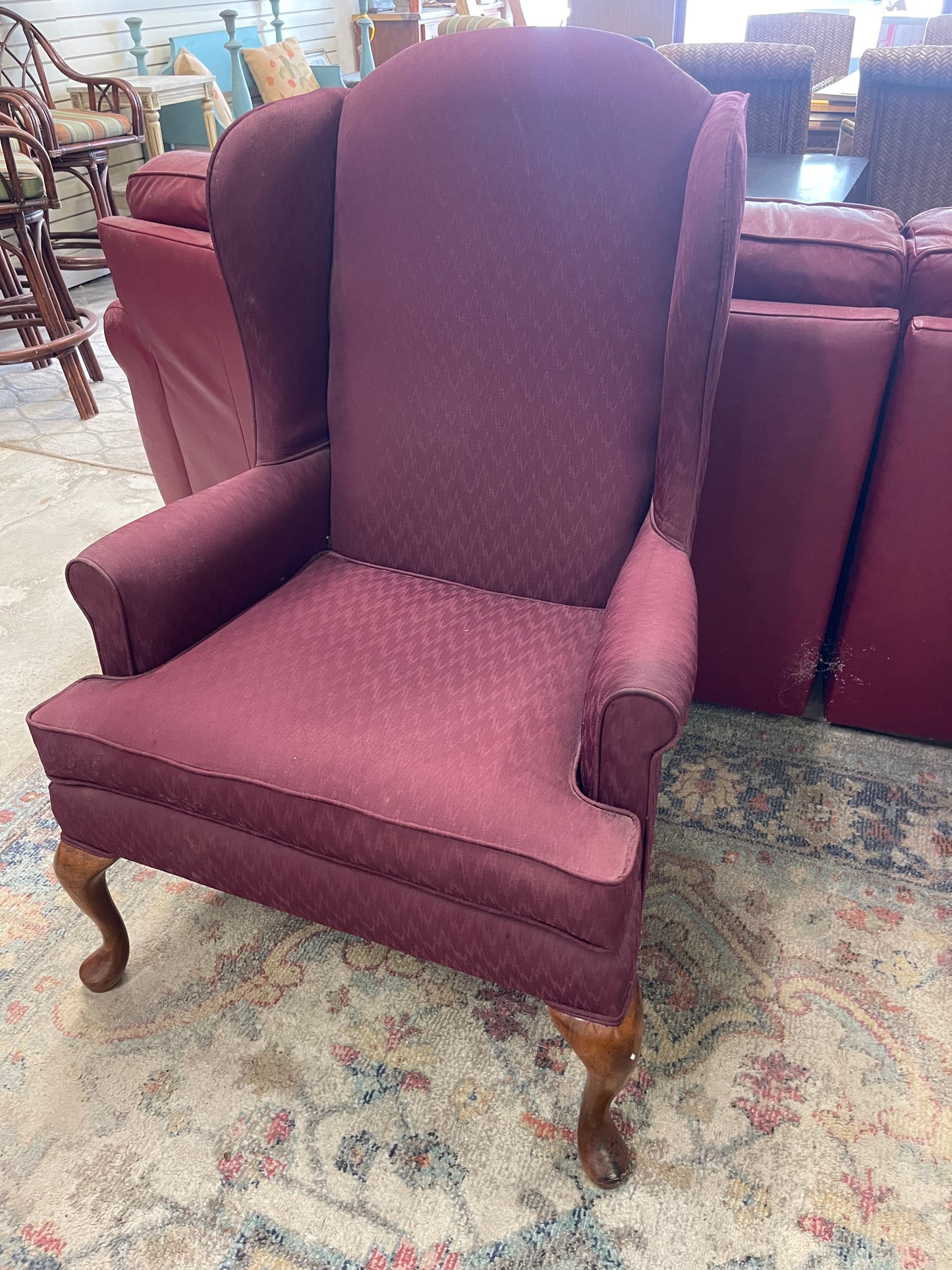 Burgundy Wingback Chair
