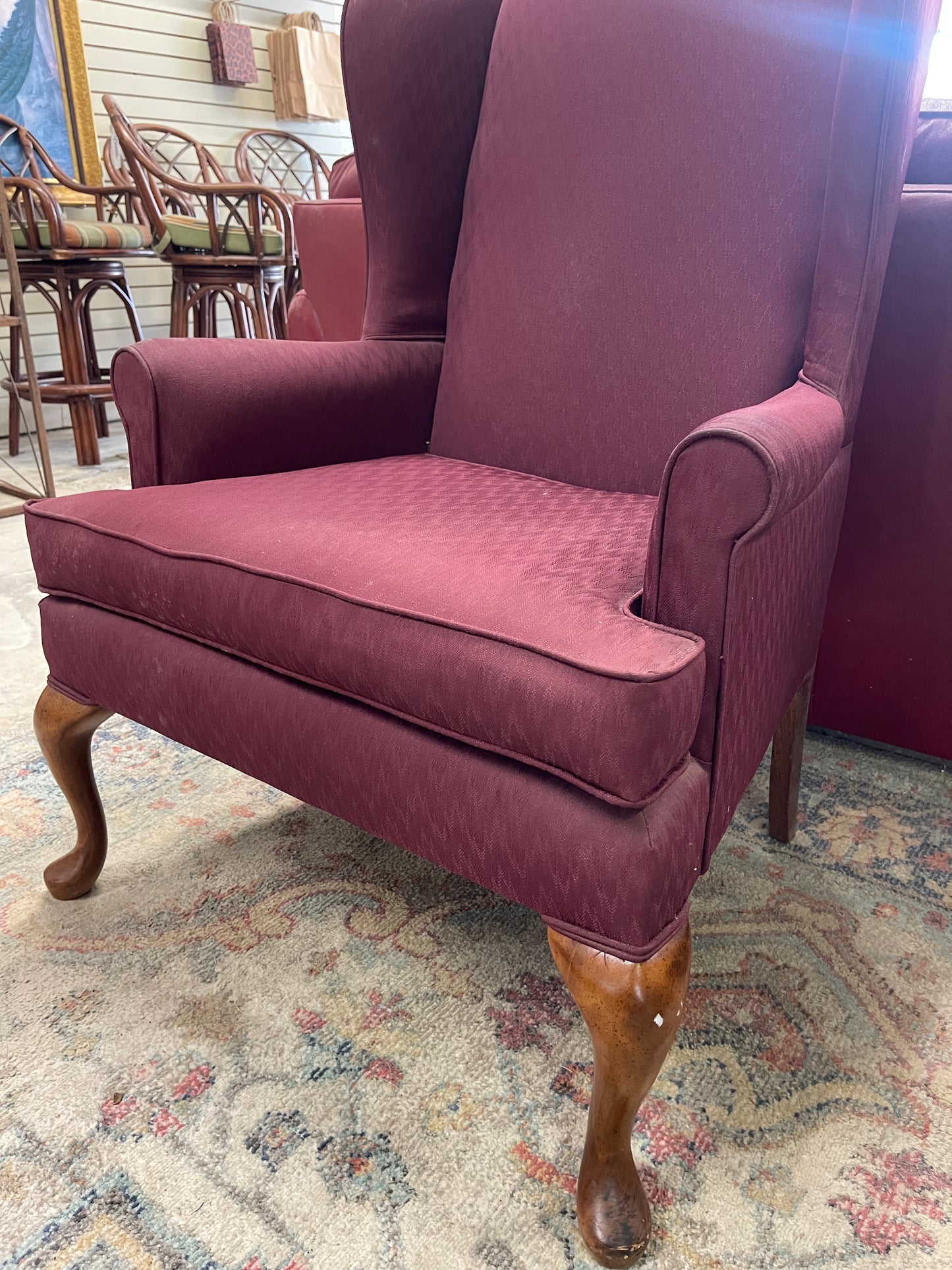 Burgundy Wingback Chair