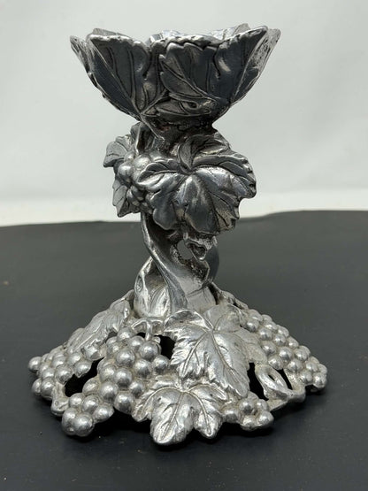 Twosday 47 – Ornate Silver Tone Grape Motif Candle Holder