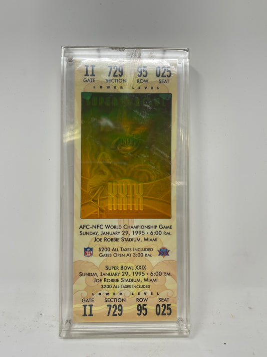 Super Bowl XXIX AFC - NFC World Championship Ticket In Lucite