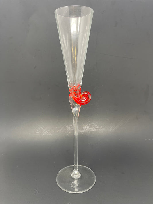 Murano Style Glass Snail Champagne Flute