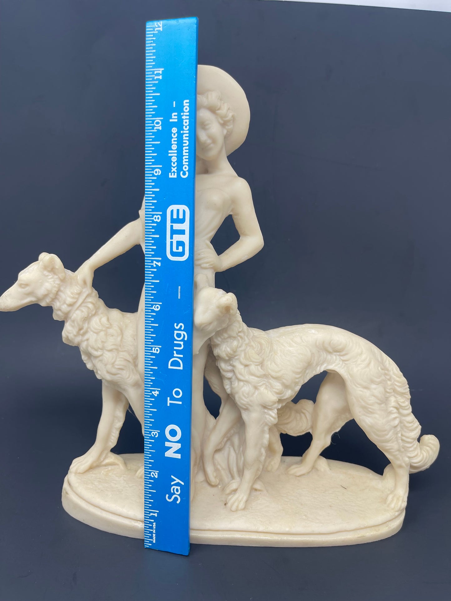 Art Deco Lady W/ Wolfhounds Figurine