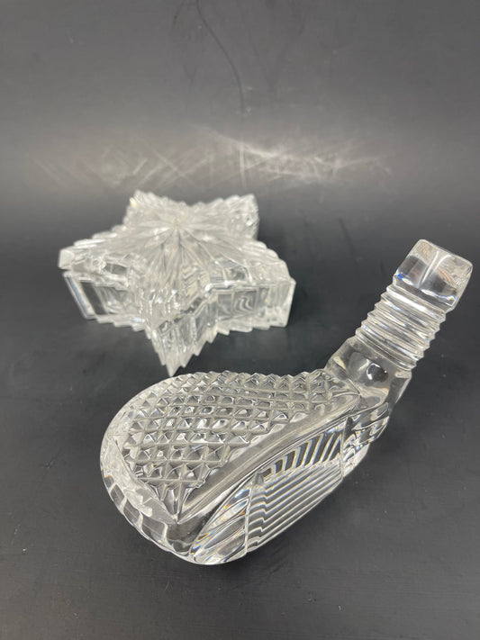 Set Of 2 Crystal Pieces (Star Trinket Box & Golf Club)