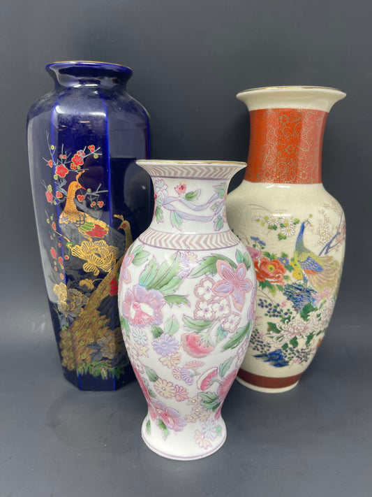Lot Of 3 Asian Inspired Vases