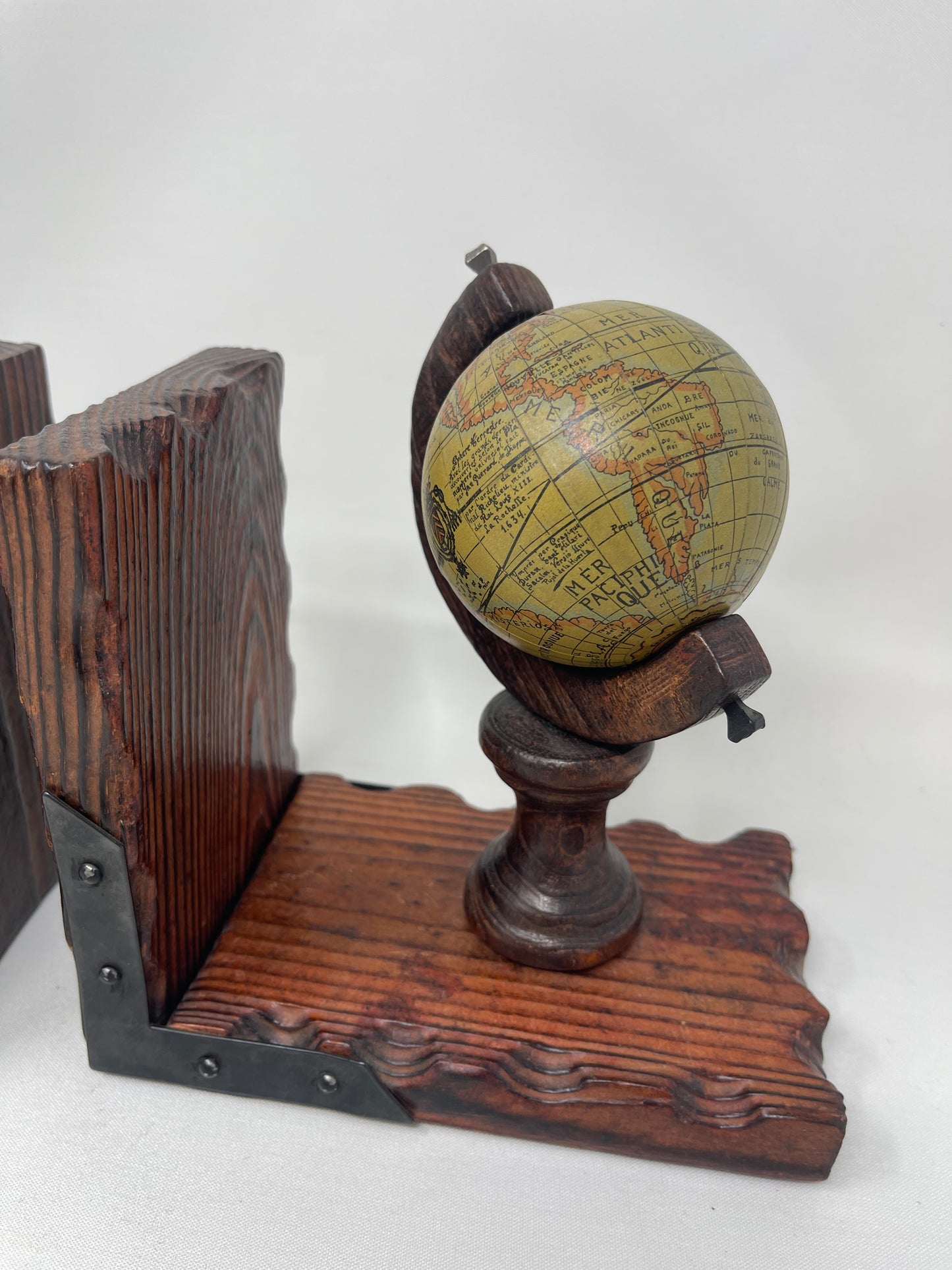 Rotating Globe Wooden Bookends