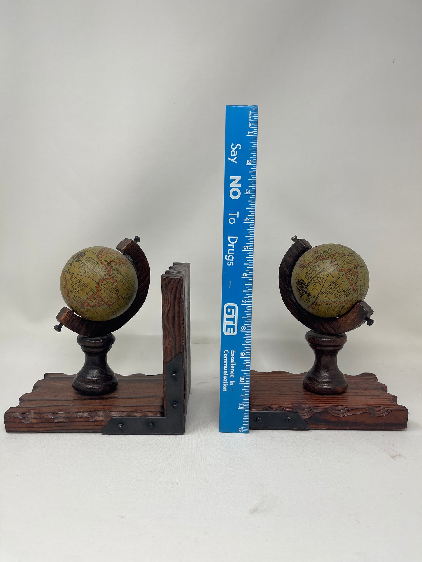 Rotating Globe Wooden Bookends