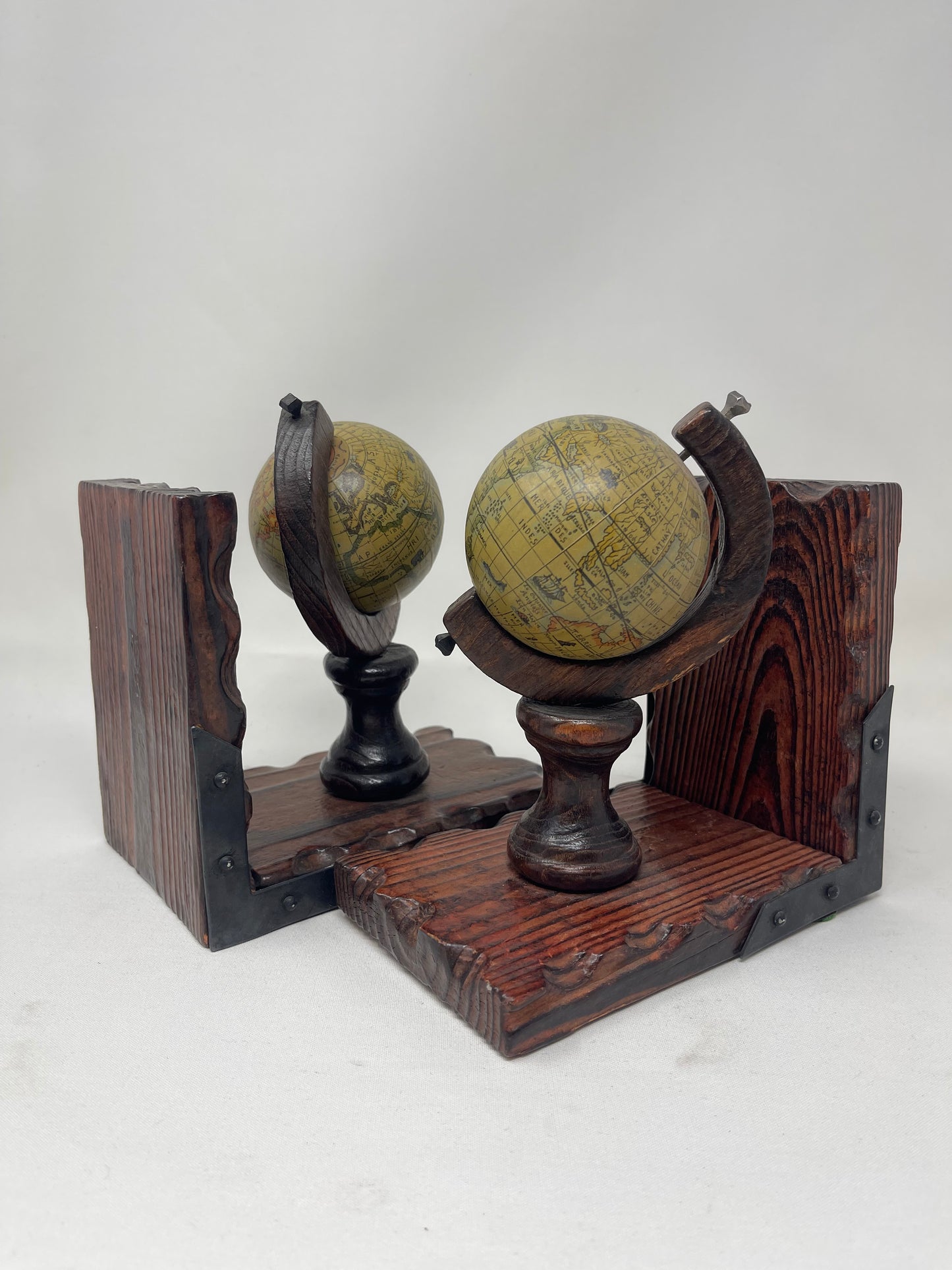 Rotating Globe Wooden Bookends