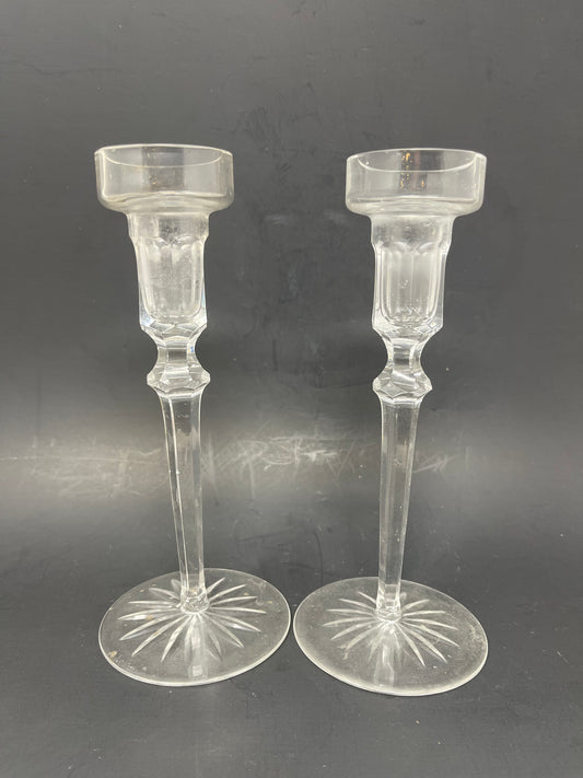 Pair Of Rogaska Crystal Candle Holders