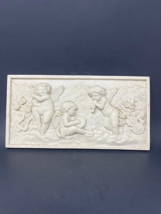 Vintage White Musical Cherubs Wall Art