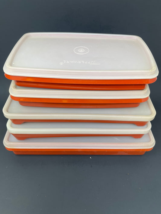 Vintage Set Of 5 Burnt Orange Tupperware
