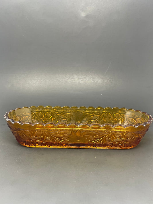 Indiana Glass Tiara Amber Celery Dish