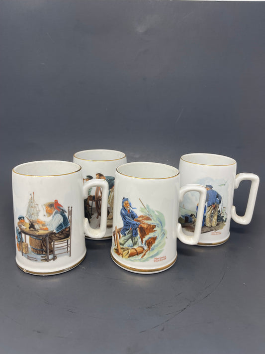 Set Of 4 Norman Rockwell Mugs