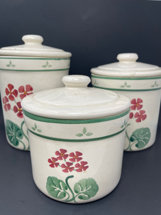 Crock Shop Canister Set Of 3 W/ Lids