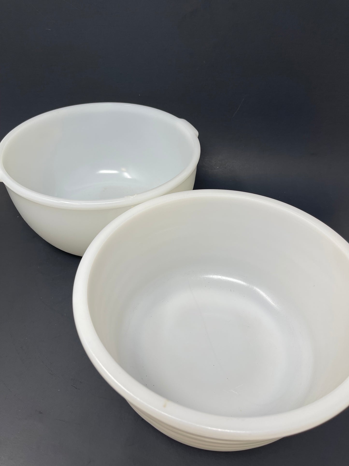 Set Of 2 Milk Glass Mixing Bowls