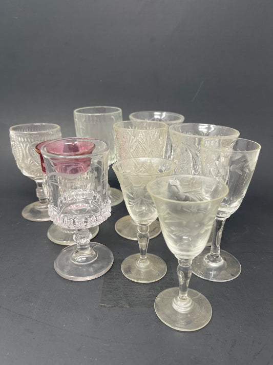 Set Of 10 Crystal Cordial Glasses