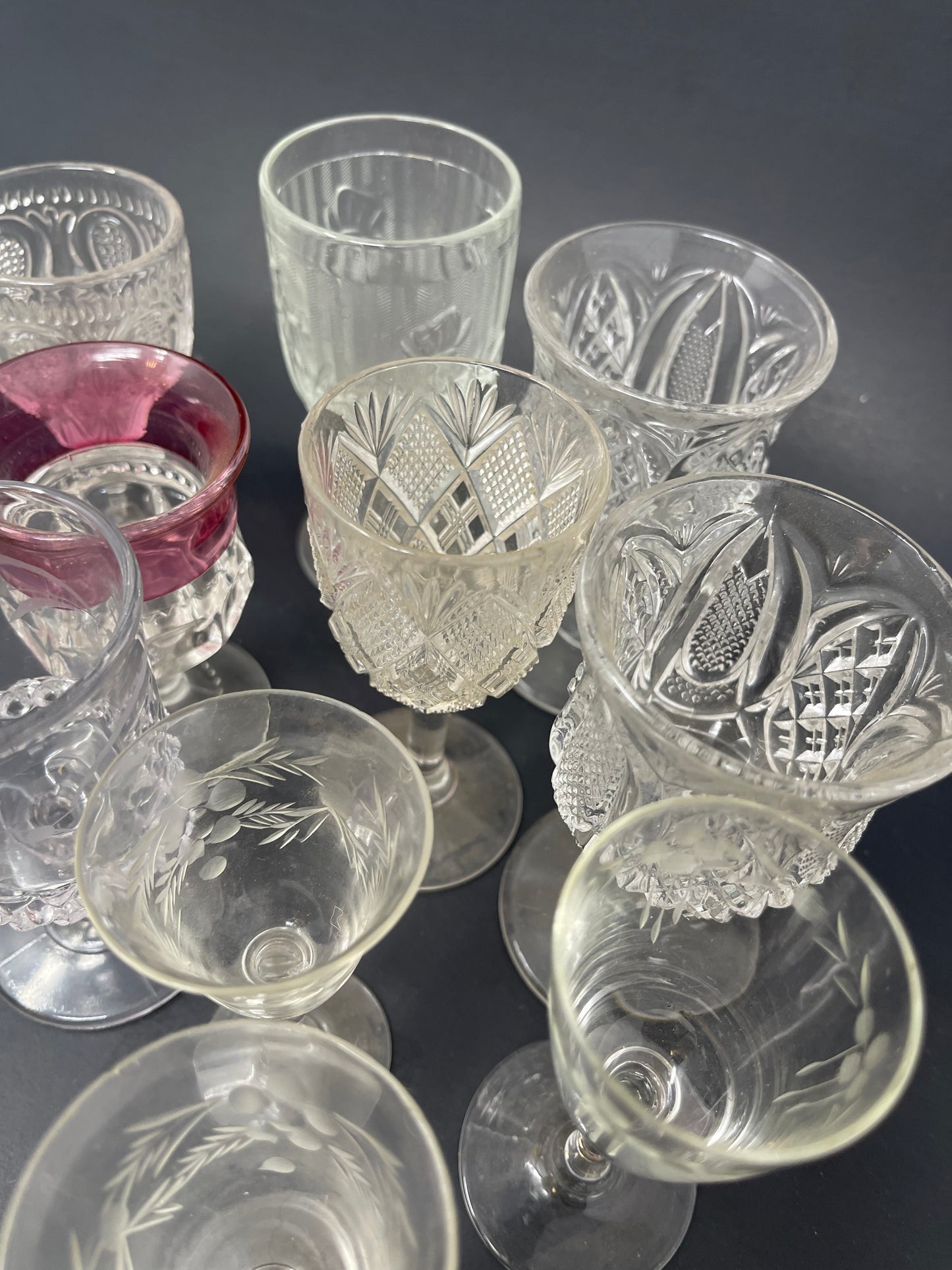 Set Of 10 Crystal Cordial Glasses