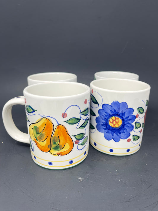 Zrike Fruit & Flower Set Of 4 Mugs