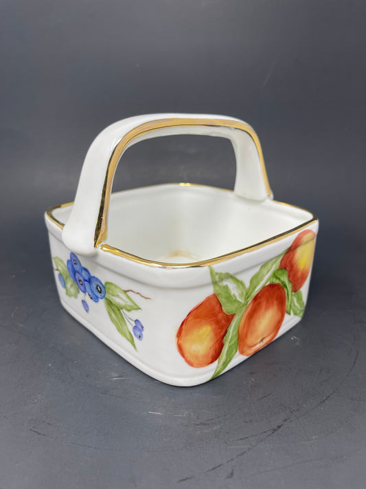 Vintage Porcelain Basket Bowl