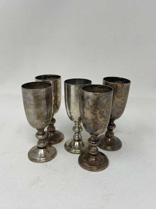 5 Piece Silver Plate W&S Blackington Co. Goblet Shot Glasses