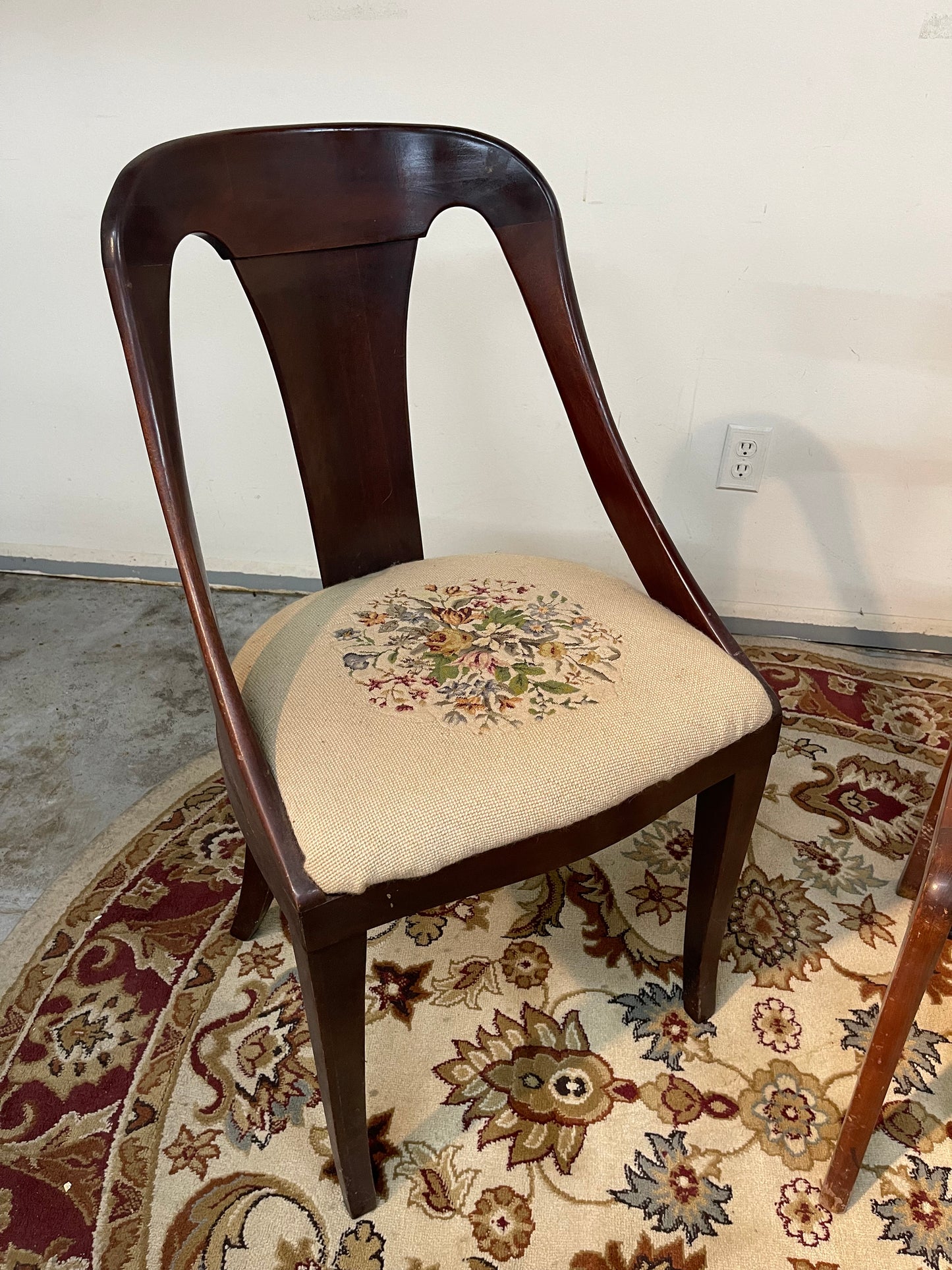 Set Of 2 Needlepoint Wooden Chairs