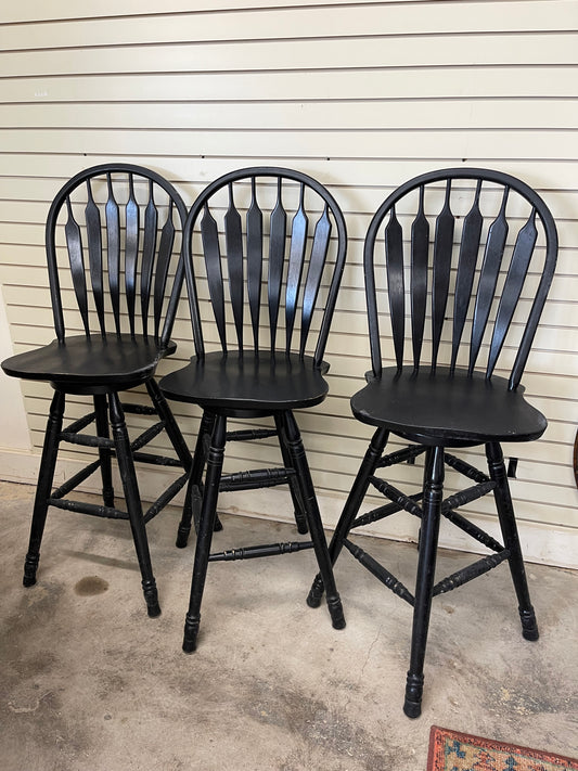Set Of 3 Black Swivel Barstool/Counter Stools