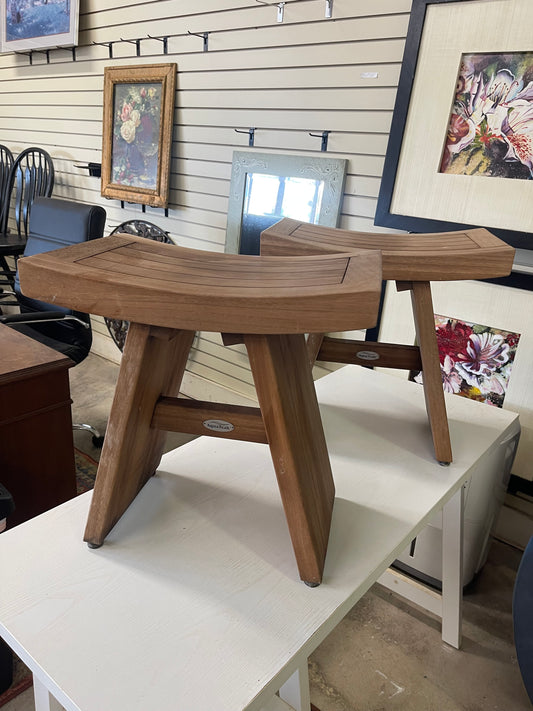 Pair Of Freestanding Aqua Teak Shower Seats