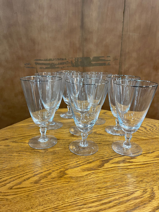 Fostoria Engagement Platinum Trim Iced Tea Glasses Set Of 8