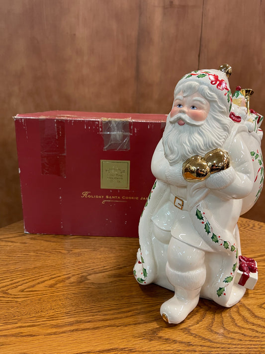 Lenox 1999 Holiday Collection Santa "Skates To New Millennium" Cookie Jar