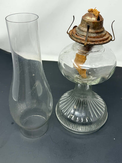 Vintage glass oil lamp close-up